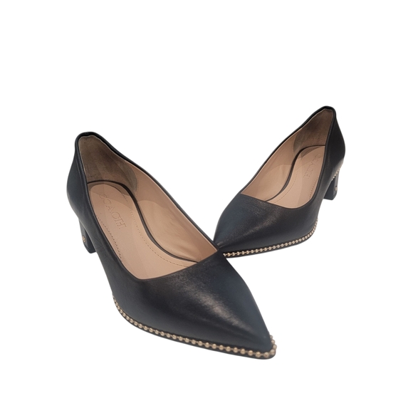 Coach Black Heels with Studded Detail - Picture 1 of 7